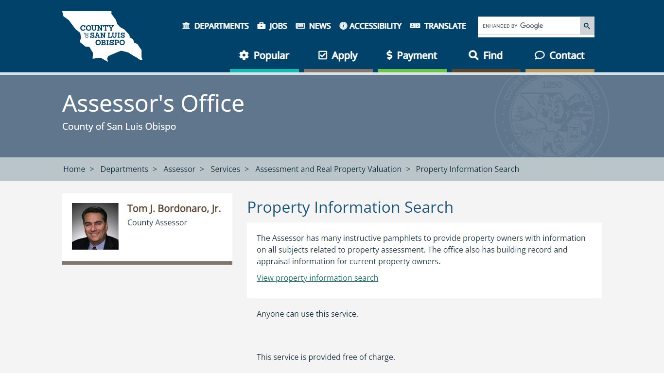 Property Information Search - County of San Luis Obispo - California